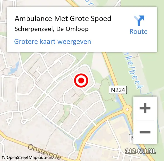 Locatie op kaart van de 112 melding: Ambulance Met Grote Spoed Naar Scherpenzeel, De Omloop op 24 oktober 2022 23:06