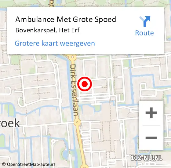 Locatie op kaart van de 112 melding: Ambulance Met Grote Spoed Naar Bovenkarspel, Het Erf op 24 oktober 2022 23:19