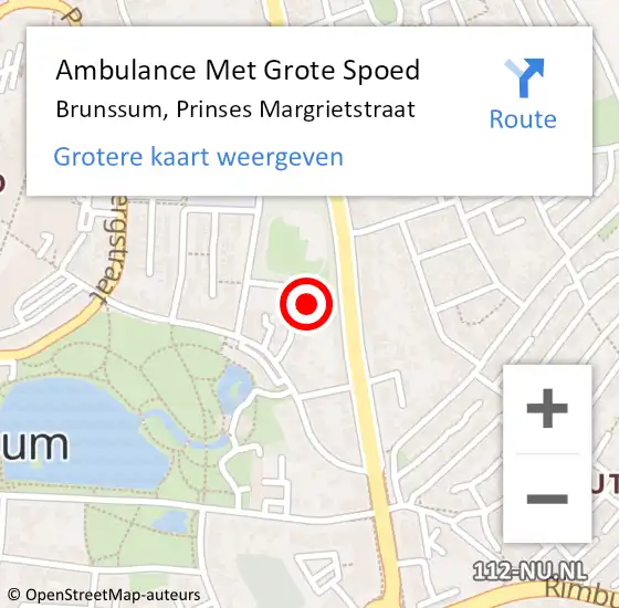 Locatie op kaart van de 112 melding: Ambulance Met Grote Spoed Naar Brunssum, Prinses Margrietstraat op 2 augustus 2014 17:04