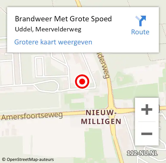 Locatie op kaart van de 112 melding: Brandweer Met Grote Spoed Naar Uddel, Meervelderweg op 25 oktober 2022 01:08