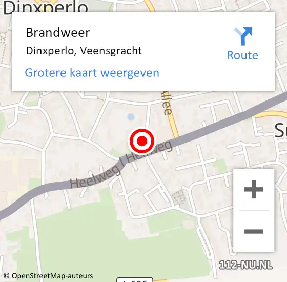 Locatie op kaart van de 112 melding: Brandweer Dinxperlo, Veensgracht op 25 oktober 2022 02:19
