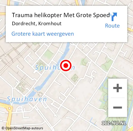 Locatie op kaart van de 112 melding: Trauma helikopter Met Grote Spoed Naar Dordrecht, Kromhout op 25 oktober 2022 02:35