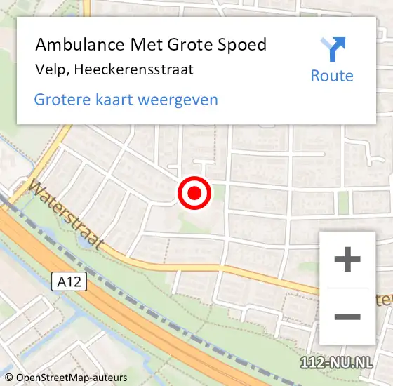 Locatie op kaart van de 112 melding: Ambulance Met Grote Spoed Naar Velp, Heeckerensstraat op 25 oktober 2022 03:22