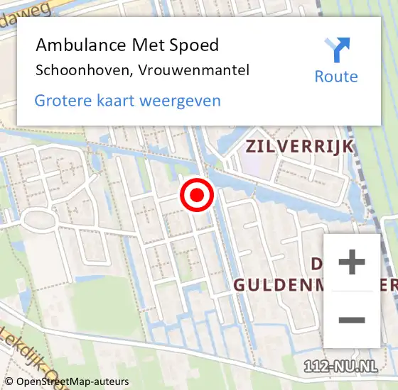 Locatie op kaart van de 112 melding: Ambulance Met Spoed Naar Schoonhoven, Vrouwenmantel op 25 oktober 2022 03:55