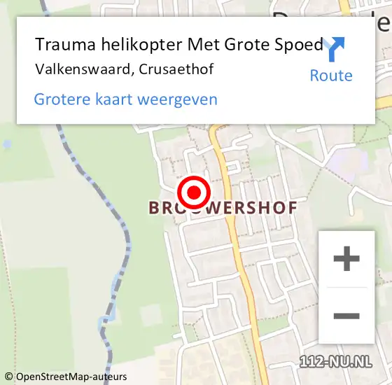 Locatie op kaart van de 112 melding: Trauma helikopter Met Grote Spoed Naar Valkenswaard, Crusaethof op 25 oktober 2022 04:43