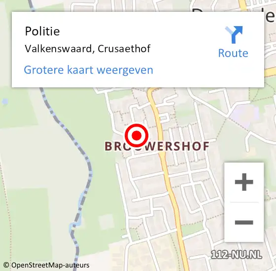 Locatie op kaart van de 112 melding: Politie Valkenswaard, Crusaethof op 25 oktober 2022 05:01