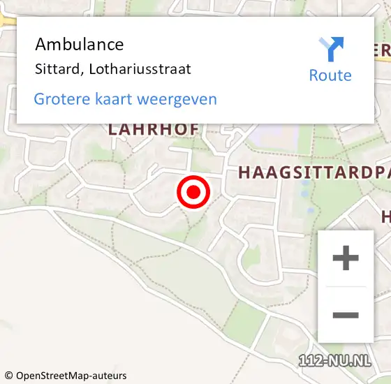 Locatie op kaart van de 112 melding: Ambulance Sittard, Lothariusstraat op 2 augustus 2014 17:15