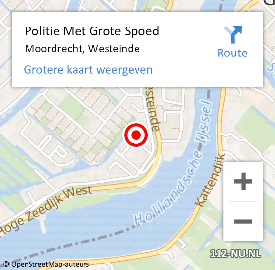 Locatie op kaart van de 112 melding: Politie Met Grote Spoed Naar Moordrecht, Westeinde op 25 oktober 2022 06:14