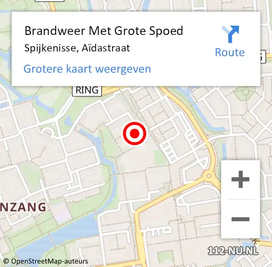 Locatie op kaart van de 112 melding: Brandweer Met Grote Spoed Naar Spijkenisse, Aïdastraat op 25 oktober 2022 06:58