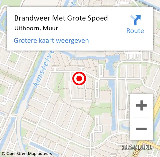 Locatie op kaart van de 112 melding: Brandweer Met Grote Spoed Naar Uithoorn, Muur op 25 oktober 2022 07:30