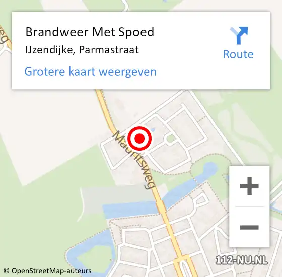 Locatie op kaart van de 112 melding: Brandweer Met Spoed Naar IJzendijke, Parmastraat op 25 oktober 2022 07:31