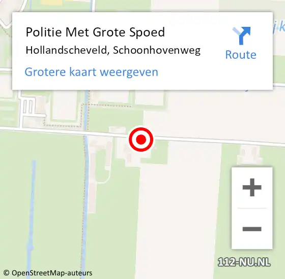 Locatie op kaart van de 112 melding: Politie Met Grote Spoed Naar Hollandscheveld, Schoonhovenweg op 25 oktober 2022 07:57