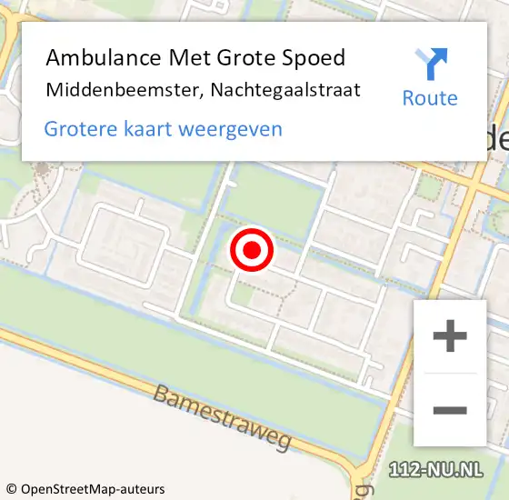 Locatie op kaart van de 112 melding: Ambulance Met Grote Spoed Naar Middenbeemster, Nachtegaalstraat op 25 oktober 2022 08:23