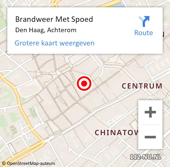 Locatie op kaart van de 112 melding: Brandweer Met Spoed Naar Den Haag, Achterom op 25 oktober 2022 08:25