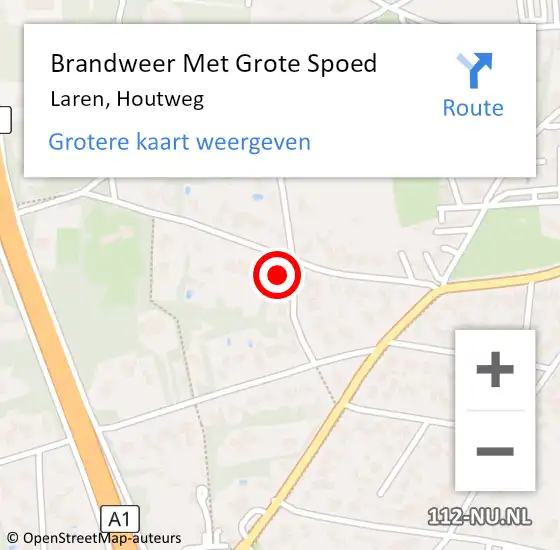 Locatie op kaart van de 112 melding: Brandweer Met Grote Spoed Naar Laren, Houtweg op 25 oktober 2022 08:43