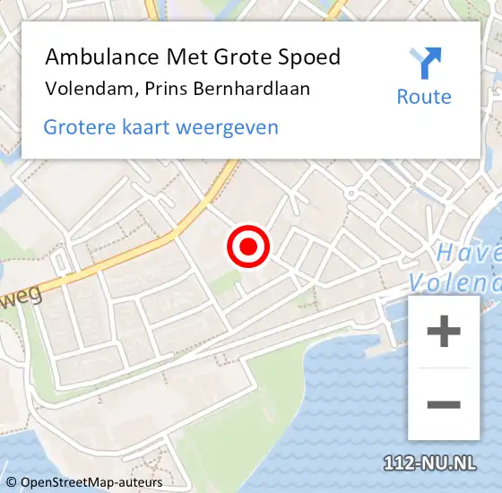 Locatie op kaart van de 112 melding: Ambulance Met Grote Spoed Naar Volendam, Prins Bernhardlaan op 25 oktober 2022 08:46