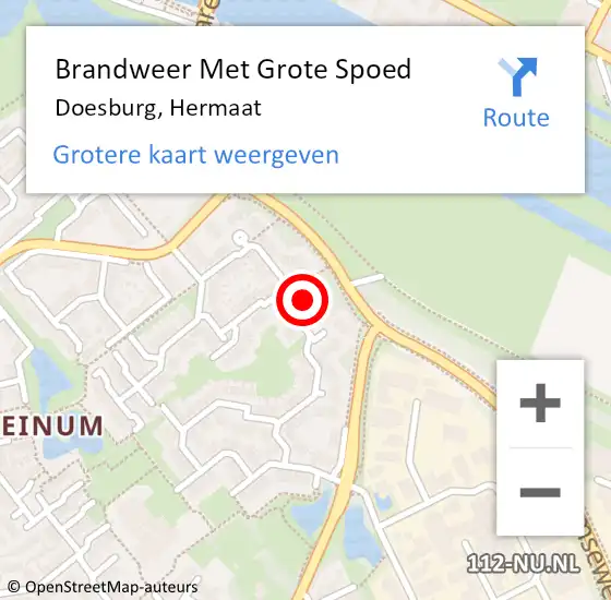 Locatie op kaart van de 112 melding: Brandweer Met Grote Spoed Naar Doesburg, Hermaat op 25 oktober 2022 09:24