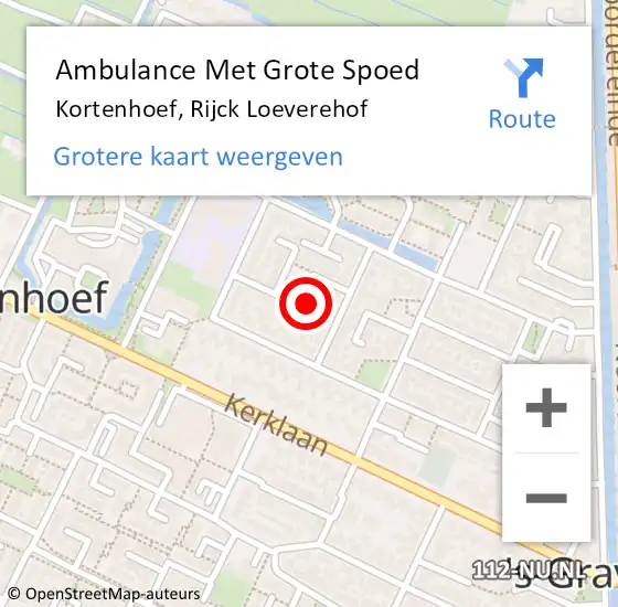 Locatie op kaart van de 112 melding: Ambulance Met Grote Spoed Naar Kortenhoef, Rijck Loeverehof op 2 augustus 2014 17:34