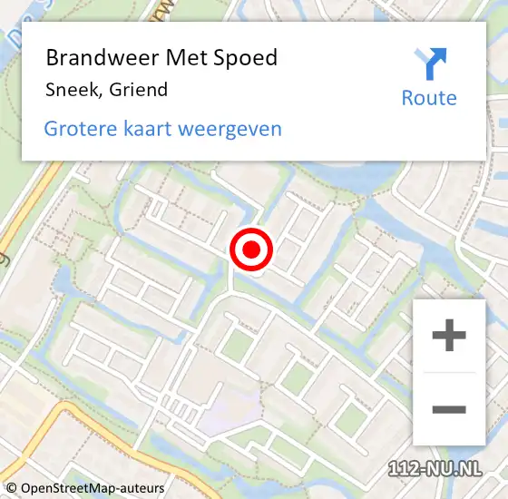 Locatie op kaart van de 112 melding: Brandweer Met Spoed Naar Sneek, Griend op 25 oktober 2022 09:40