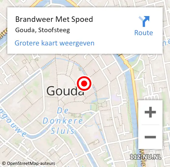 Locatie op kaart van de 112 melding: Brandweer Met Spoed Naar Gouda, Stoofsteeg op 25 oktober 2022 09:48