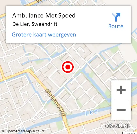 Locatie op kaart van de 112 melding: Ambulance Met Spoed Naar De Lier, Swaandrift op 25 oktober 2022 10:29