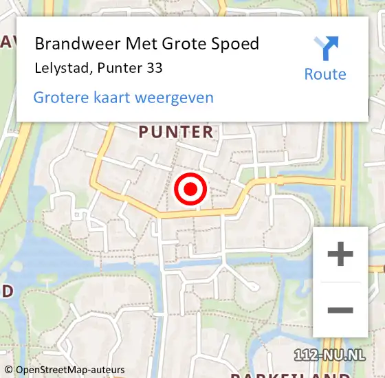 Locatie op kaart van de 112 melding: Brandweer Met Grote Spoed Naar Lelystad, Punter 33 op 25 oktober 2022 10:30