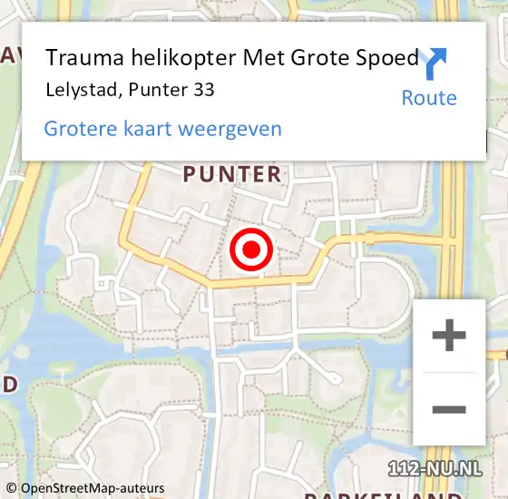 Locatie op kaart van de 112 melding: Trauma helikopter Met Grote Spoed Naar Lelystad, Punter 33 op 25 oktober 2022 10:31