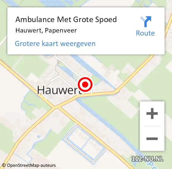 Locatie op kaart van de 112 melding: Ambulance Met Grote Spoed Naar Hauwert, Papenveer op 2 augustus 2014 17:44