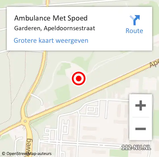 Locatie op kaart van de 112 melding: Ambulance Met Spoed Naar Garderen, Apeldoornsestraat op 25 oktober 2022 10:55