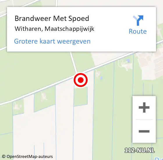 Locatie op kaart van de 112 melding: Brandweer Met Spoed Naar Witharen, Maatschappijwijk op 25 oktober 2022 10:56