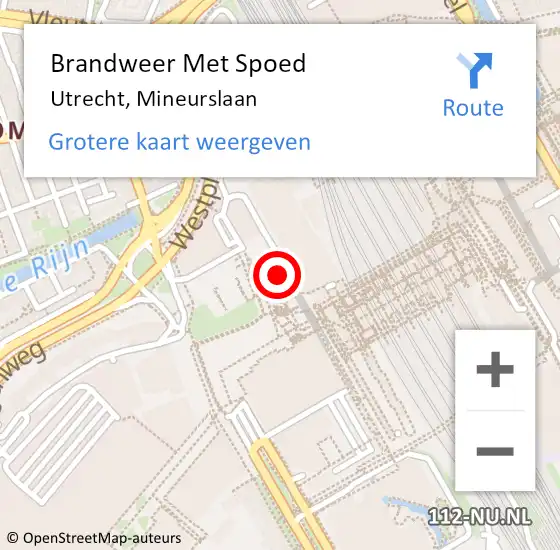 Locatie op kaart van de 112 melding: Brandweer Met Spoed Naar Utrecht, Mineurslaan op 25 oktober 2022 11:12