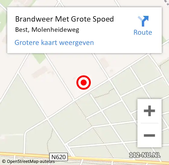 Locatie op kaart van de 112 melding: Brandweer Met Grote Spoed Naar Best, Molenheideweg op 25 oktober 2022 11:13