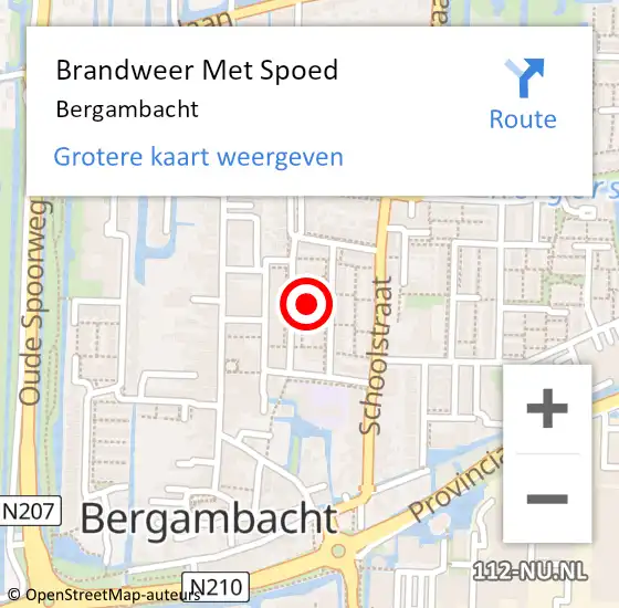 Locatie op kaart van de 112 melding: Brandweer Met Spoed Naar Bergambacht op 25 oktober 2022 11:47