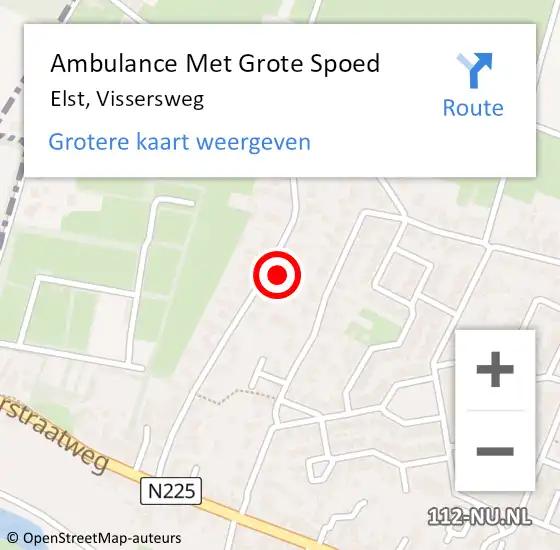 Locatie op kaart van de 112 melding: Ambulance Met Grote Spoed Naar Elst, Vissersweg op 25 oktober 2022 11:51