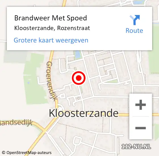 Locatie op kaart van de 112 melding: Brandweer Met Spoed Naar Kloosterzande, Rozenstraat op 25 oktober 2022 11:56