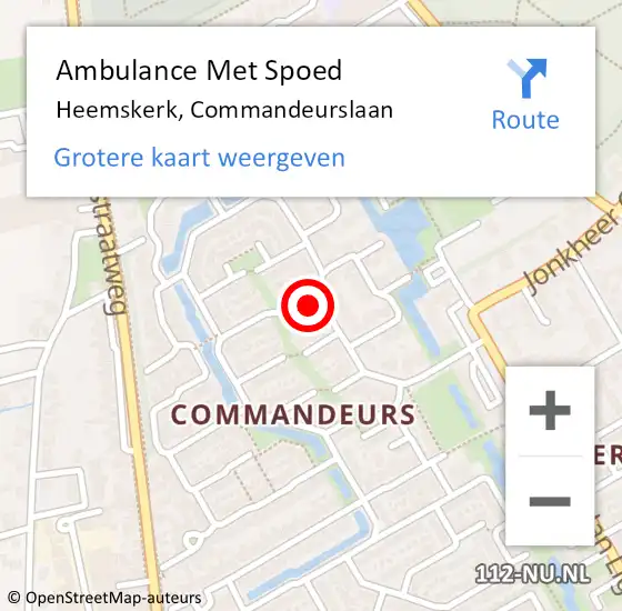 Locatie op kaart van de 112 melding: Ambulance Met Spoed Naar Heemskerk, Commandeurslaan op 25 oktober 2022 11:59