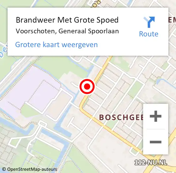 Locatie op kaart van de 112 melding: Brandweer Met Grote Spoed Naar Voorschoten, Generaal Spoorlaan op 25 oktober 2022 12:36