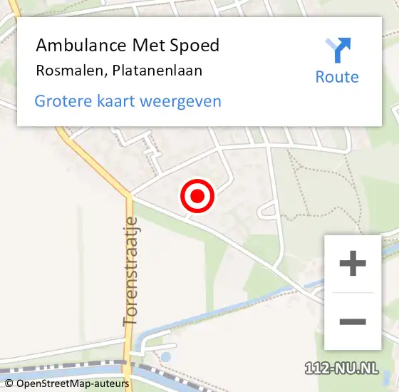 Locatie op kaart van de 112 melding: Ambulance Met Spoed Naar Rosmalen, Platanenlaan op 2 augustus 2014 18:04