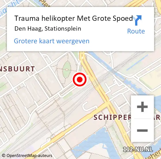 Locatie op kaart van de 112 melding: Trauma helikopter Met Grote Spoed Naar Den Haag, Stationsplein op 25 oktober 2022 13:11