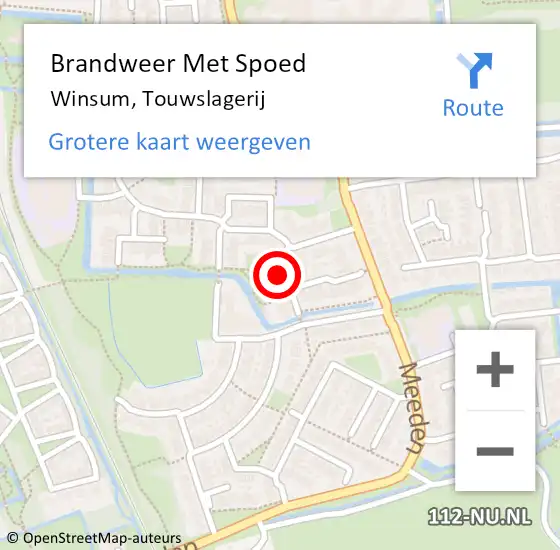 Locatie op kaart van de 112 melding: Brandweer Met Spoed Naar Winsum, Touwslagerij op 25 oktober 2022 13:12