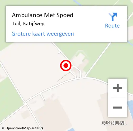 Locatie op kaart van de 112 melding: Ambulance Met Spoed Naar Tuil, Katijfweg op 25 oktober 2022 13:17