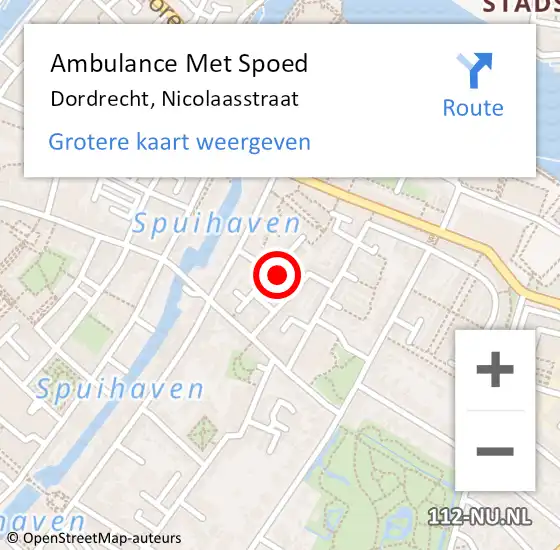 Locatie op kaart van de 112 melding: Ambulance Met Spoed Naar Dordrecht, Nicolaasstraat op 25 oktober 2022 13:20