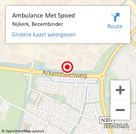 Locatie op kaart van de 112 melding: Ambulance Met Spoed Naar Nijkerk, Bezembinder op 25 oktober 2022 13:32