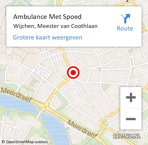 Locatie op kaart van de 112 melding: Ambulance Met Spoed Naar Wijchen, Meester van Coothlaan op 25 oktober 2022 13:44
