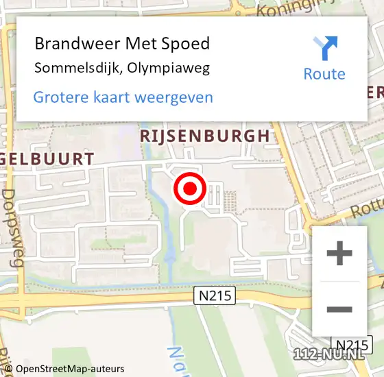 Locatie op kaart van de 112 melding: Brandweer Met Spoed Naar Sommelsdijk, Olympiaweg op 25 oktober 2022 13:48