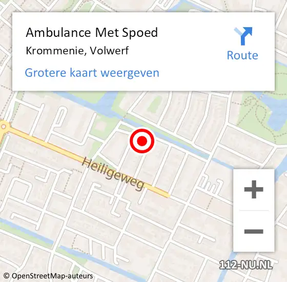 Locatie op kaart van de 112 melding: Ambulance Met Spoed Naar Krommenie, Volwerf op 25 oktober 2022 13:57