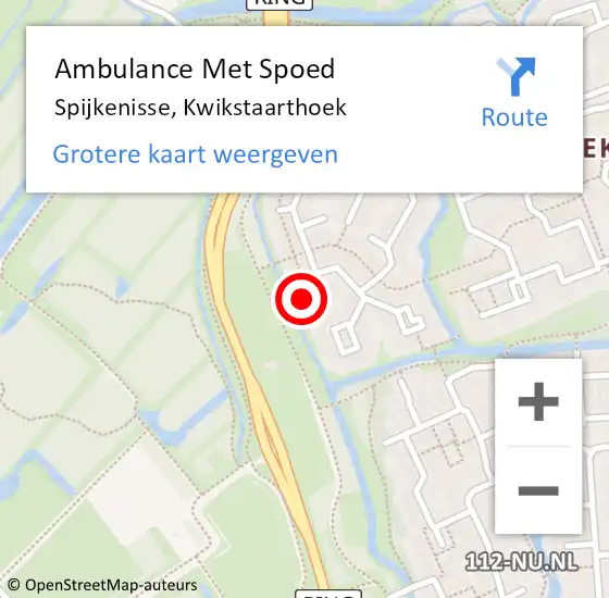 Locatie op kaart van de 112 melding: Ambulance Met Spoed Naar Spijkenisse, Kwikstaarthoek op 25 oktober 2022 14:04