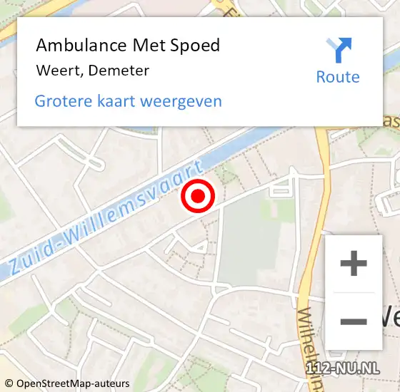 Locatie op kaart van de 112 melding: Ambulance Met Spoed Naar Weert, Demeter op 25 oktober 2022 14:19