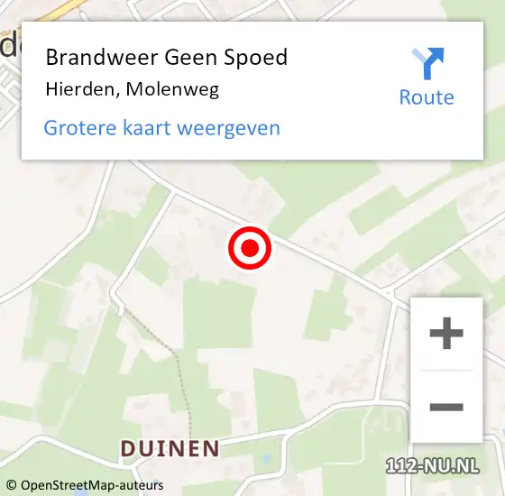 Locatie op kaart van de 112 melding: Brandweer Geen Spoed Naar Hierden, Molenweg op 25 oktober 2022 14:20