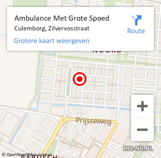 Locatie op kaart van de 112 melding: Ambulance Met Grote Spoed Naar Culemborg, Zilvervosstraat op 25 oktober 2022 14:21
